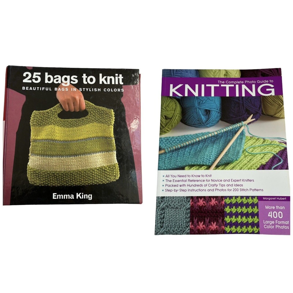 2 BOOKS The Complete Photo Guide to Knitting & 25 Bags to knit in stylish Color